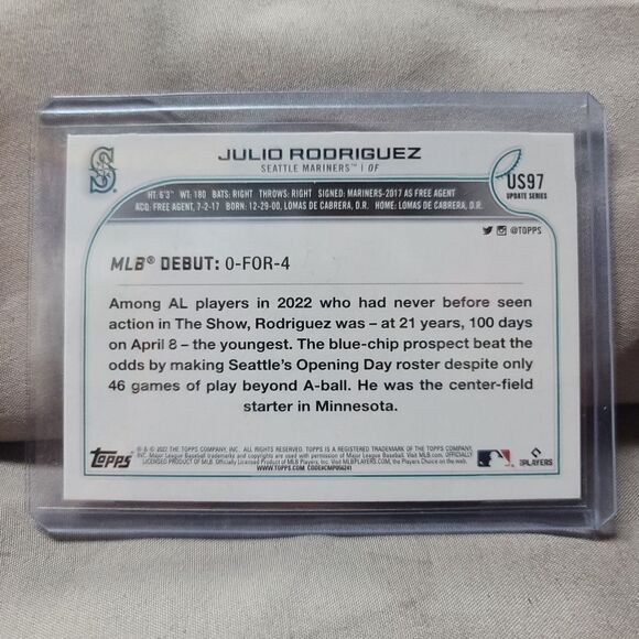 Seatle Mariners Julio Rodriguez 2022 Topps Update series rookie card RC #US97 - Picture 5 of 8